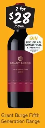 Cellarbrations Grant Burge Fifth Generation Range offer