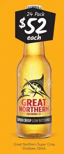 Cellarbrations Great Northern Super Crisp Stubbies offer