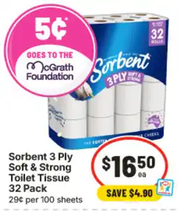 IGA Sorbent 3 Ply Soft & Strong Toilet Tissue offer