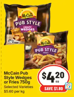 IGA McCain Pub Style Wedges or Fries offer