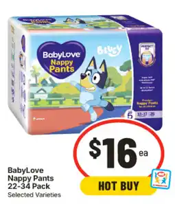 IGA BabyLove Nappy Pants 22-34 Pack Selected Varieties offer