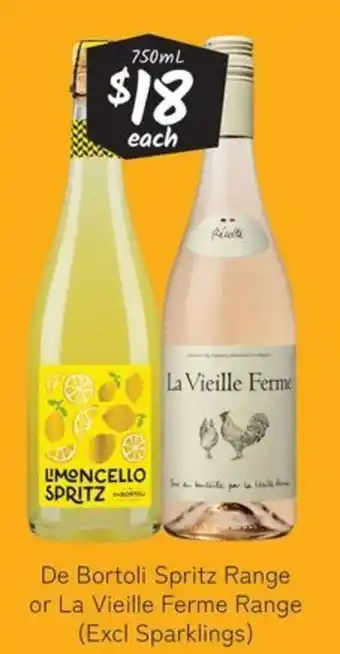 De Bortoli Spritz Range or La Vieille Ferme Range