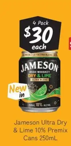 Cellarbrations Jameson Ultra Dry & Lime Premix offer
