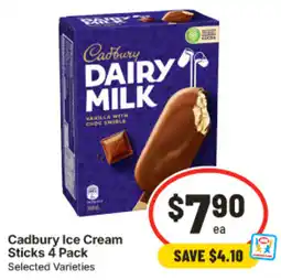 IGA Cadbury Ice Cream Sticks 4 Pack offer