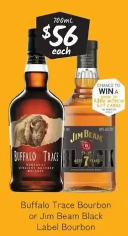 Cellarbrations Buffalo Trace Bourbon or Jim Beam Black Label Bourbon offer