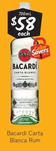 Cellarbrations Bacardi Carta Blanca Rum offer