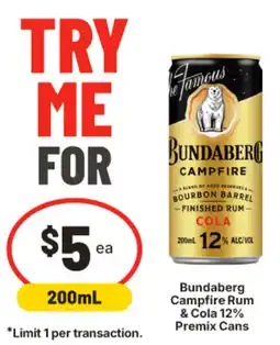 IGA Bundaberg Campfire Rum & Cola 12% Premix Cans offer