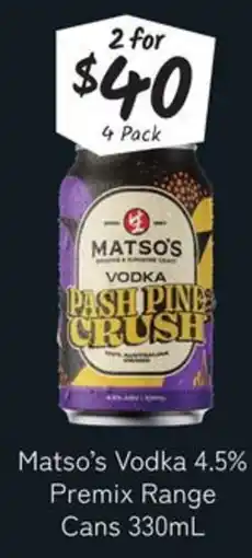Cellarbrations Matso's Vodka Pash Pine Crush offer