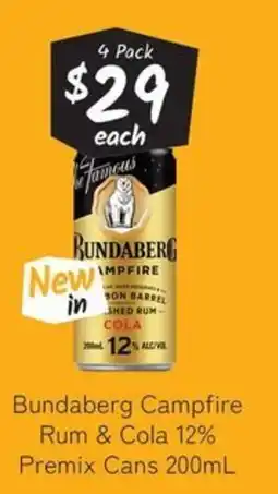 Cellarbrations Bundaberg Campfire Rum & Cola offer