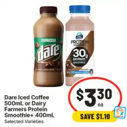 IGA Dare Iced Coffee or Dairy Farmers Protein Smoothie+ offer