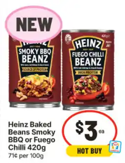 IGA Heinz Baked Beans Smoky BBQ or Fuego Chilli offer