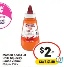 IGA MasterFoods Hot Chilli Squeeze Sauce offer