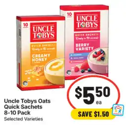 IGA Uncle Tobys Oats Quick Sachets offer
