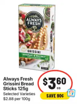 IGA Always Fresh Grissini Bread Sticks offer