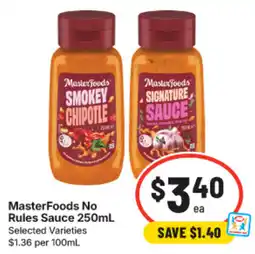 IGA MasterFoods No Rules Sauce offer