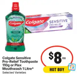 IGA Colgate Sensitive Pro-Relief Toothpaste or Plax Mouthwash offer
