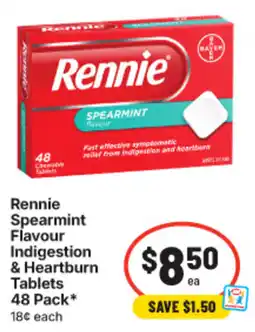 IGA Rennie Spearmint Flavour Indigestion & Heartburn Tablets offer