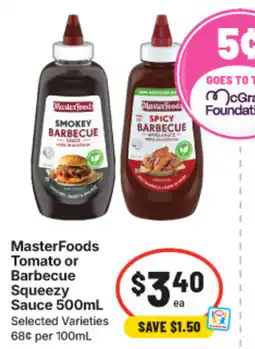 IGA MasterFoods Tomato or Barbecue Squeezysauce offer