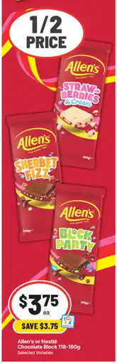 IGA Allen's Chocolate Block offer
