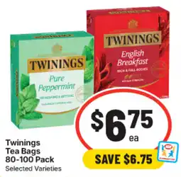 IGA Twinings Tea Bags Selected Varieties offer