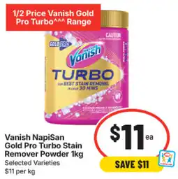 IGA Vanish NapiSan Gold Pro Turbo Stain Remover Powder offer