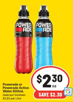 IGA Powerade or Powerade Active Water offer