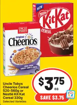 IGA Uncle Tobys Cheerios Cereal offer