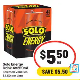 IGA Solo Energy Drink offer