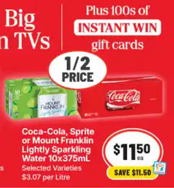 IGA Coca-Cola, Sprite or Mount Franklin Lightly Sparkling Water offer