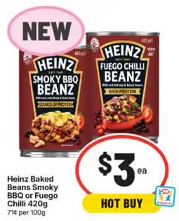 IGA Heinz Baked Beans Smoky BBQ or Fuego Chilli offer