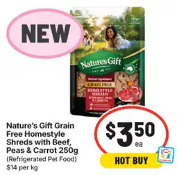 IGA Nature's Gift Grain Free Homestyle Shreds with Beef, Peas & Carrot offer