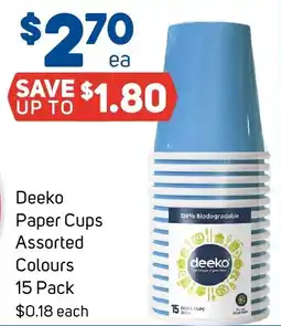 Foodland Deeko Paper Cups Assorted Colours offer