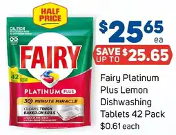 Foodland Fairy Platinum Plus Lemon Dishwashing Tablets offer