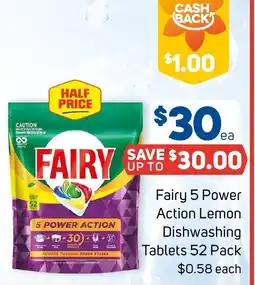 Foodland Fairy 5 Power Action Lemon Dishwashing Tablets offer