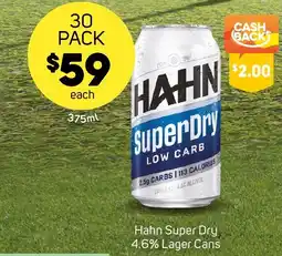 Foodland Hahn Super Dry 4.6% Lager Cans offer