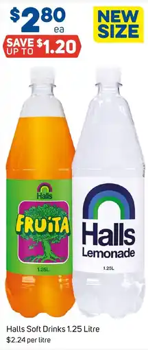 Foodland Halls Soft Drinks 1.25 Litre offer