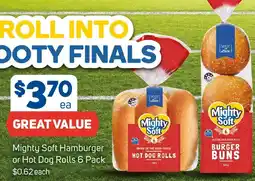Foodland Mighty Soft Hamburger or Hot Dog Rolls 6 Pack offer