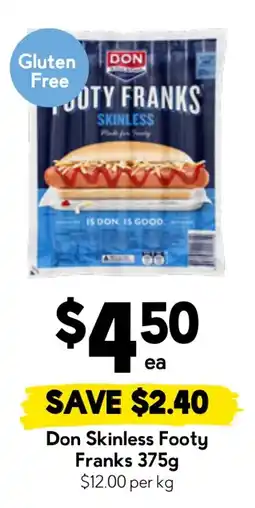 Drakes Don Skinless Footy Franks offer