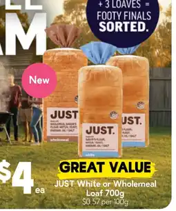Drakes JUST White or Wholemeal Loaf offer