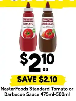 Drakes MasterFoods Standard Tomato or Barbecue Sauce offer