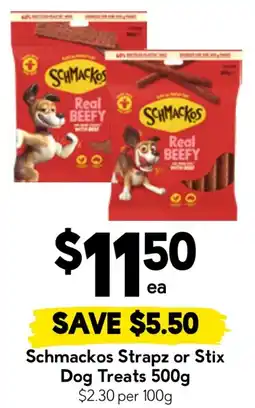 Drakes Schmackos Strapz or Stix Dog Treats offer