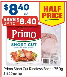 Foodland Primo Short Cut Rindless Bacon offer