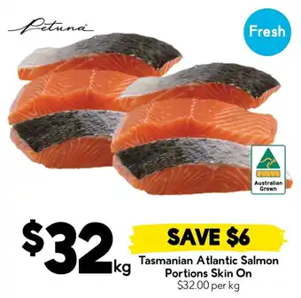 Drakes Petuna Tasmanian Atlantic Salmon Portions Skin On offer