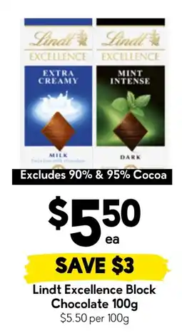 Drakes Lindt Excellence Block Chocolate offer