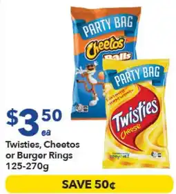 Ritchies Twisties, Cheetos or Burger Rings offer