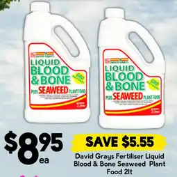 Drakes David Grays Fertiliser Liquid Blood & Bone Seaweed Plant Food offer