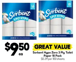 Drakes Sorbent Hypo Zero 3 Ply Toilet Paper offer