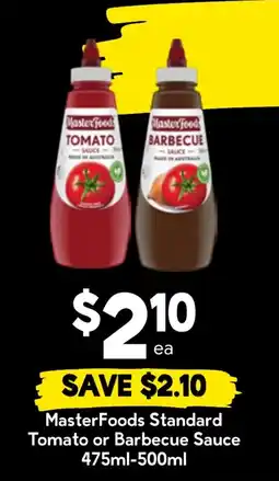 Drakes MasterFoods Standard Tomato or Barbecue Sauce offer