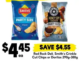 Drakes Red Rock Deli, Smith's Crinkle Cut Chips or Doritos offer