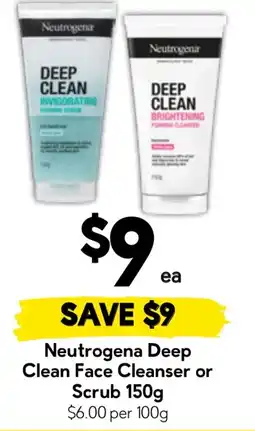 Drakes Neutrogena Deep Clean Face Cleanser or Scrub offer